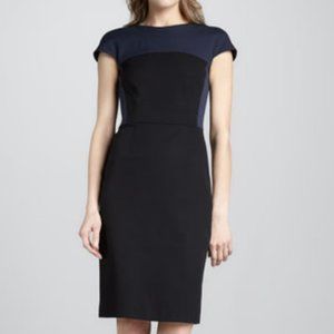 Theory Jada Color Block Dress - Black and Navy